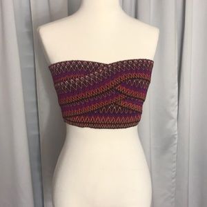 Fun boho crop top Colorful strapless mini tube top